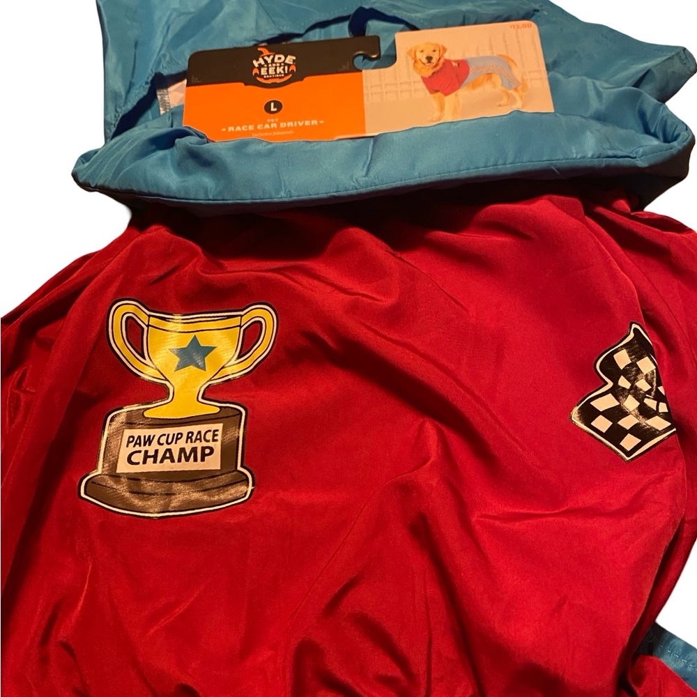 Race car driver, pet outfit with Racing Patches